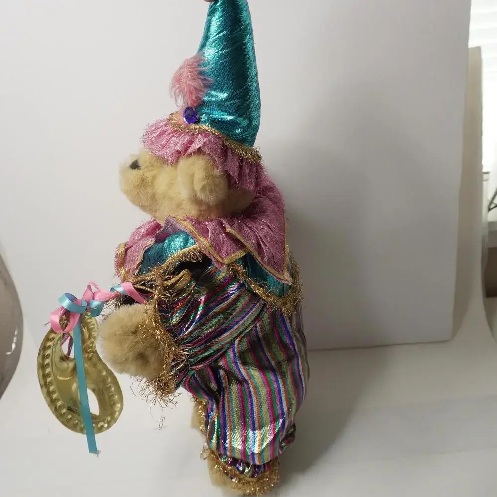 VTG Harlequin Jester Teddy Bear Plush Mardi Gras Masquerade Clown‎ Costume 22